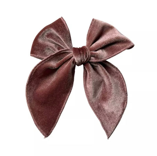 Large velvet fable bow - Blush