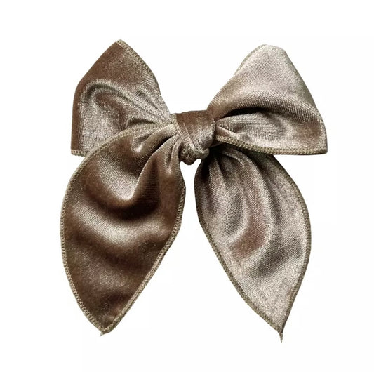 Large velvet fable bow - Taupe