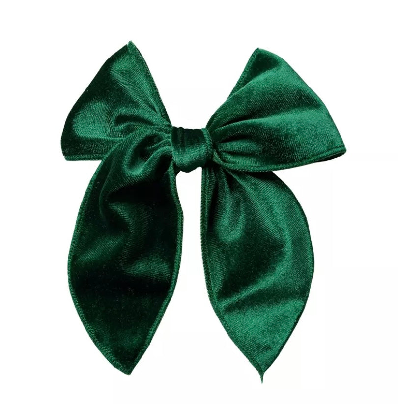 Large velvet fable bow - Emerald