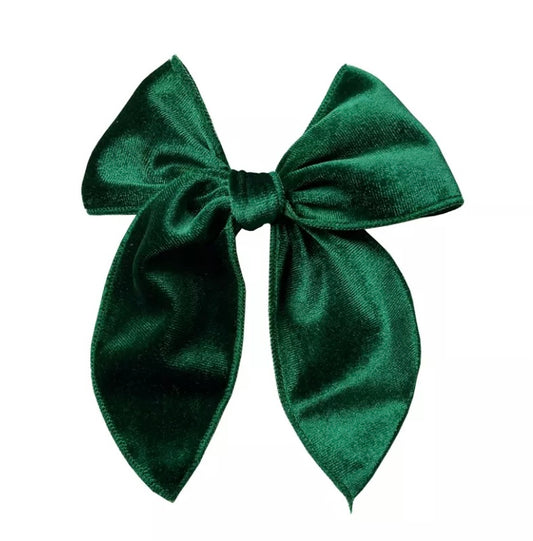 Large velvet fable bow - Emerald