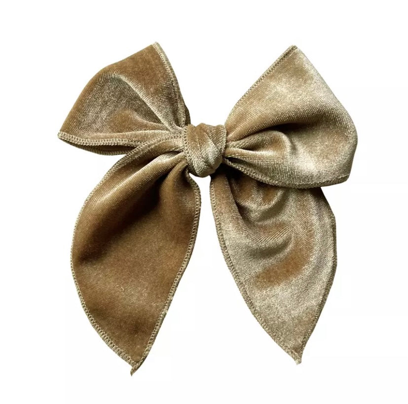 Large velvet fable bow - Champagne