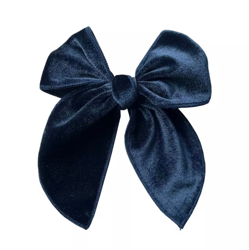 Large velvet fable bow - Sapphire