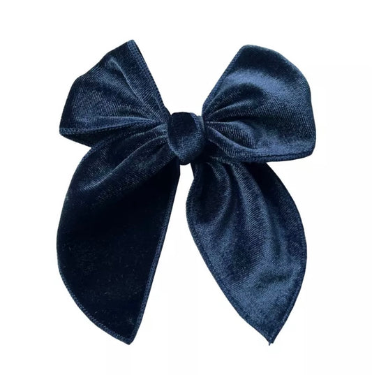 Large velvet fable bow - Sapphire