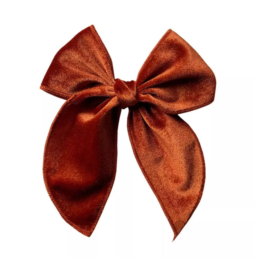 Large velvet fable bow - Copper